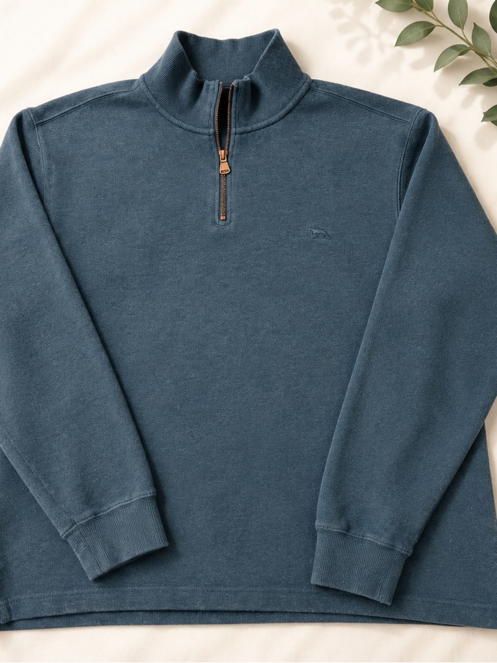 Rodd & Gunn Men’s Large 100% Cotton Quarter Zip Pullover dark Teal Green